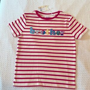 Mini Boden stripe appliqué “brother” T-shirt
